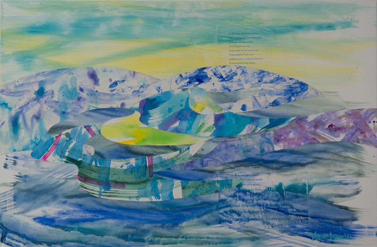 Expressive Landscape Painting By Gina Valenti-Lazarchik, 36 X 24, Deep Love, Original Artwork