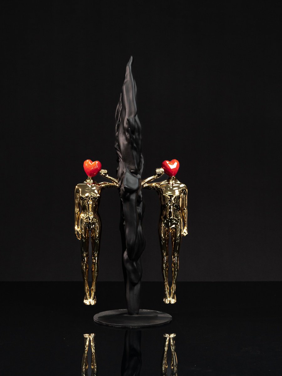 Surrealistic Portrait Sculpture By Ming Li, 8 X 20", Between Us, Original Artwork