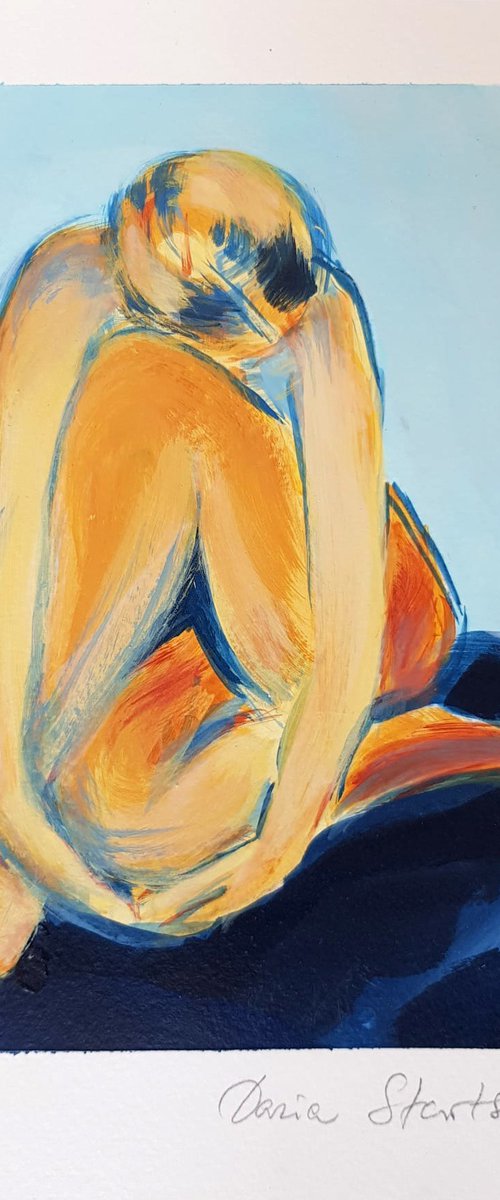 Woman sitting abstract by Daria Startseva
