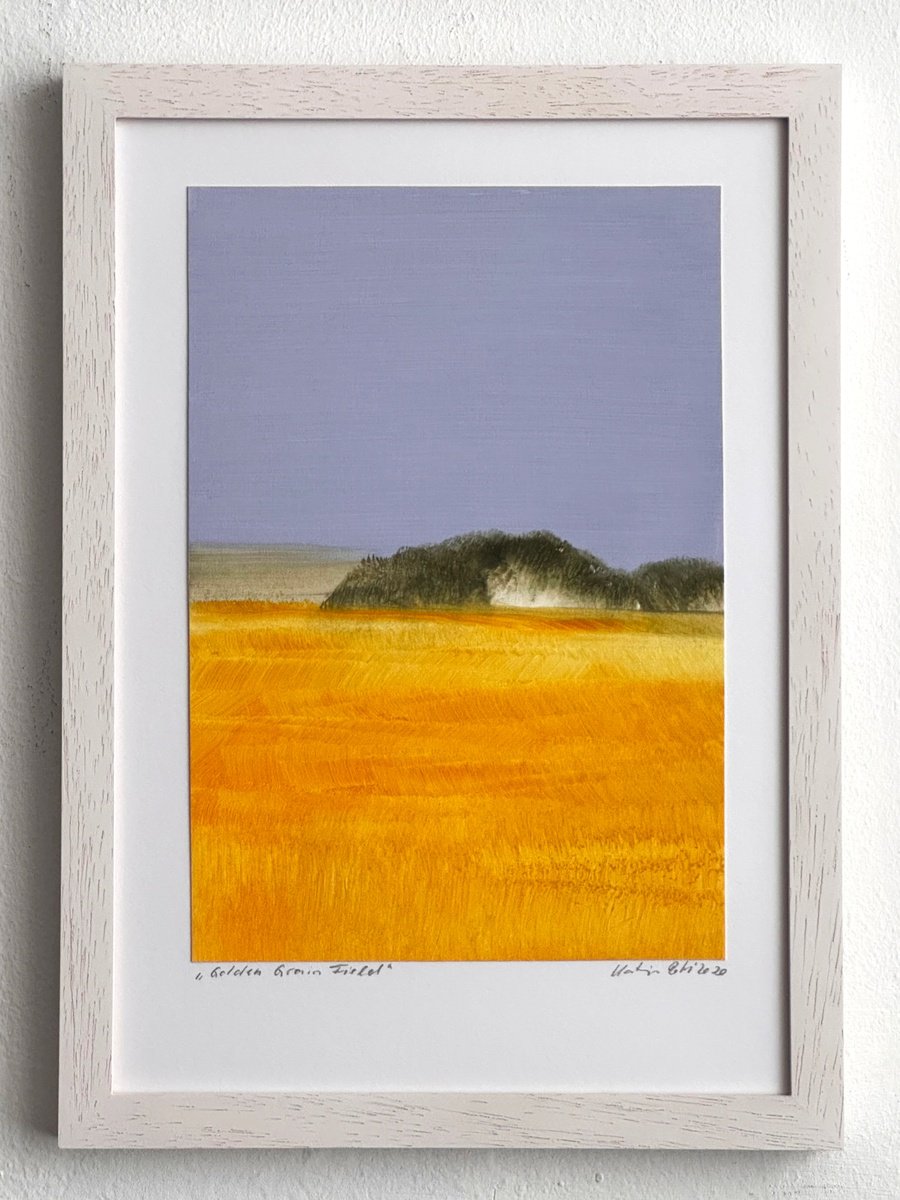 Organic Landscape Oil Painting By Katrin Roth, 8 X 12", Golden Grain Field, Original Artwork