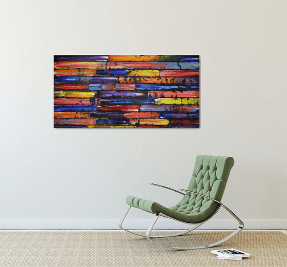 "Slip Through The Cracks" - Original PMS Abstract Oil Painting On Wooden Panel - 48" x 24"