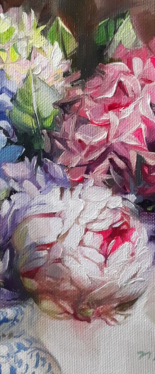 Hydrangea and peonies by Nataly Derevyanko