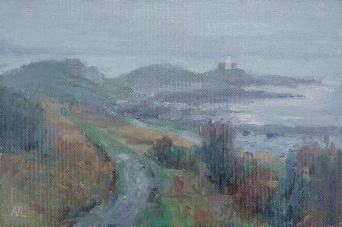 Impressionistic Landscape Oil Painting By Alex James Long, 12 X 8, Mumbles Lighthouse, Wales, Original Artwork