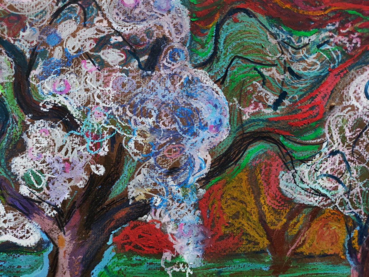 Impressionistic Landscape Painting By Pavlo Makedonskyi, 17 X 11", Apple Garden, Original Artwork