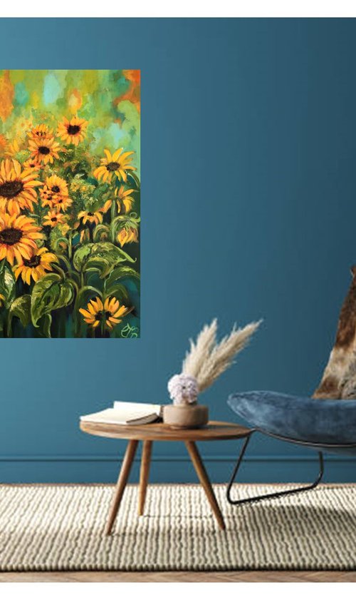 Field of Gold -Sunflowers by Colette Baumback