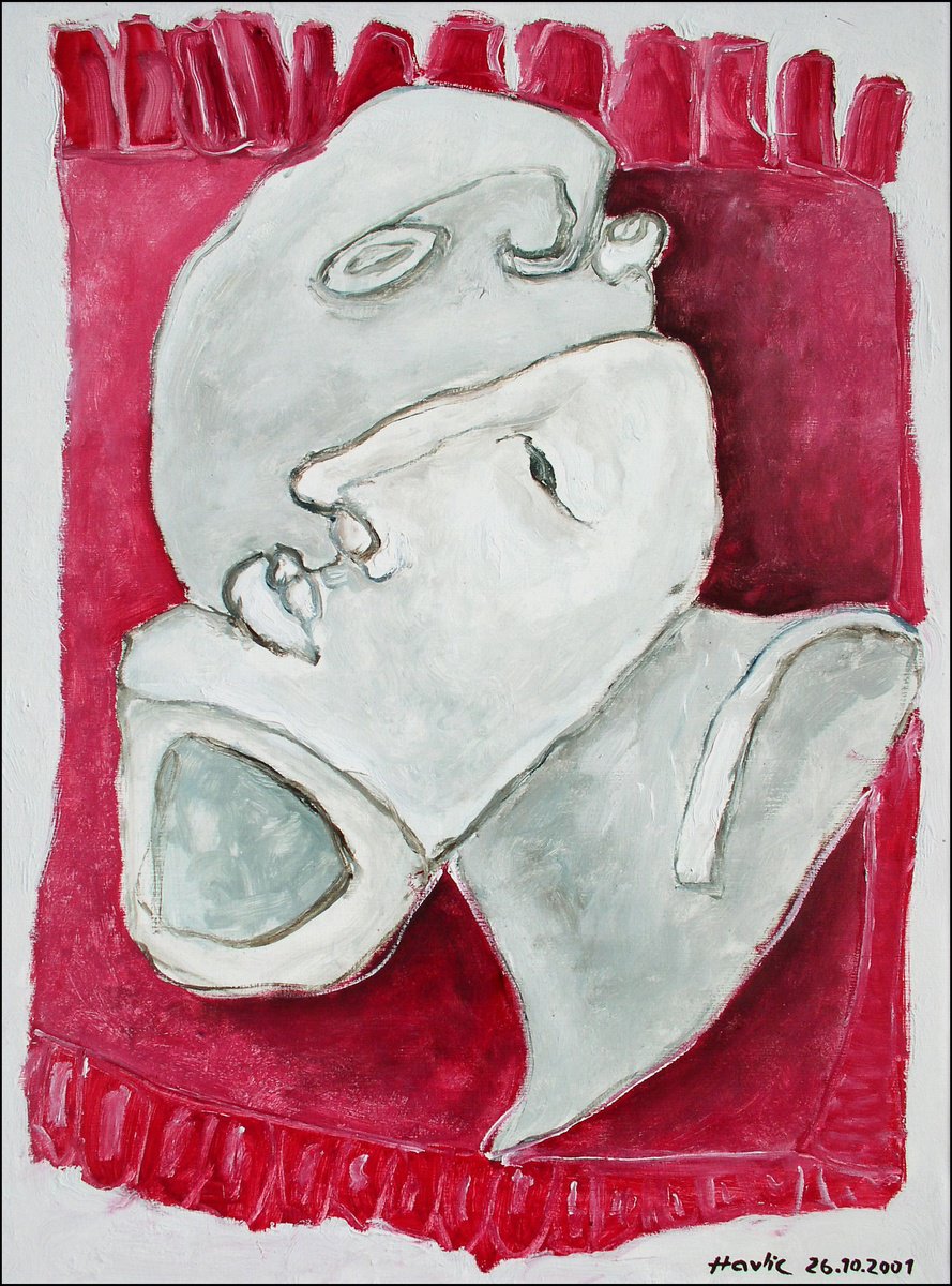 Portrait Acrylic Painting By Jiri Havlik, 18 X 24, Two Philosophers, Original Artwork