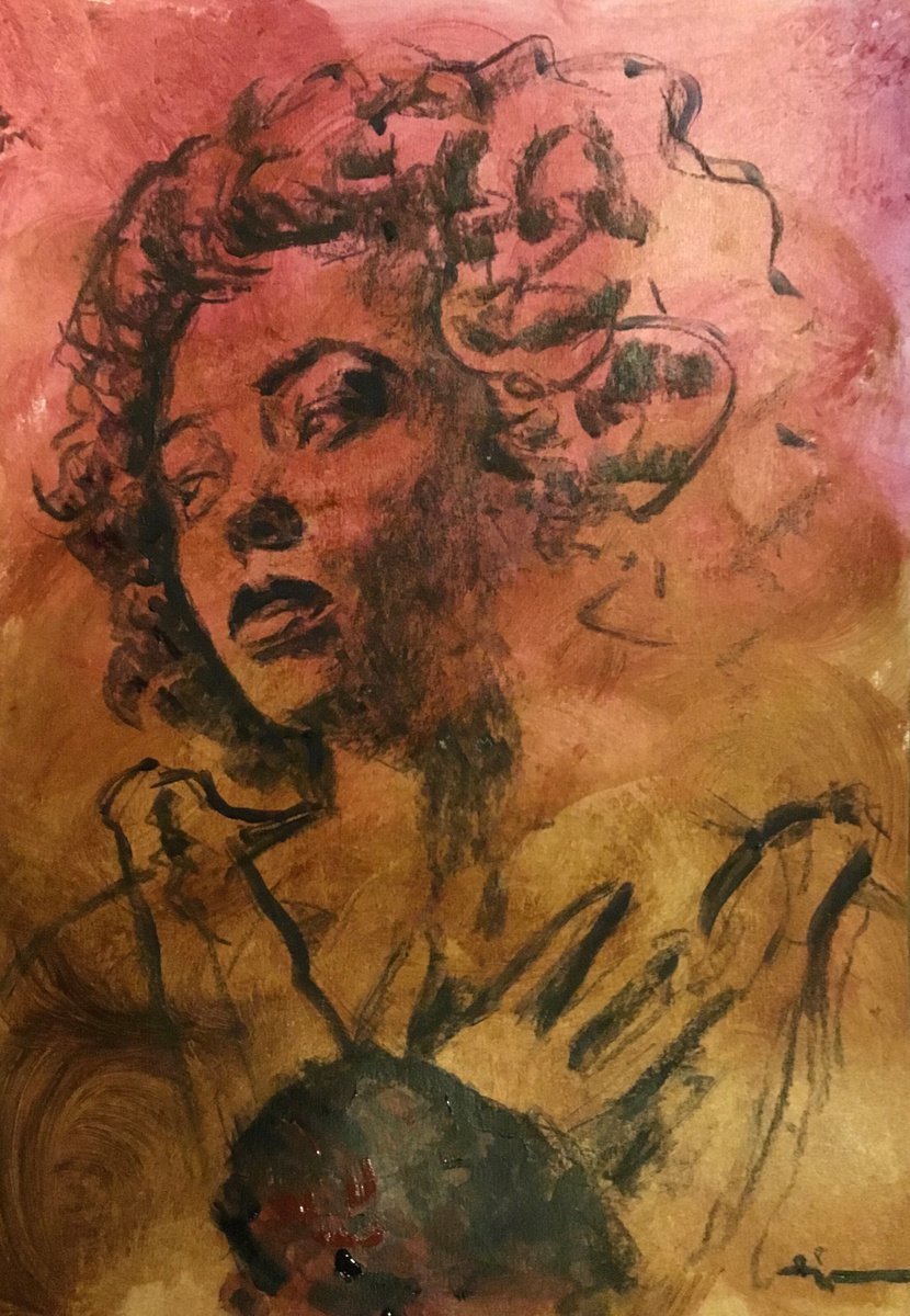 Expressive Portrait Acrylic Painting By Dominique Deve, 11 X 17, Amaya #2, Original Artwork