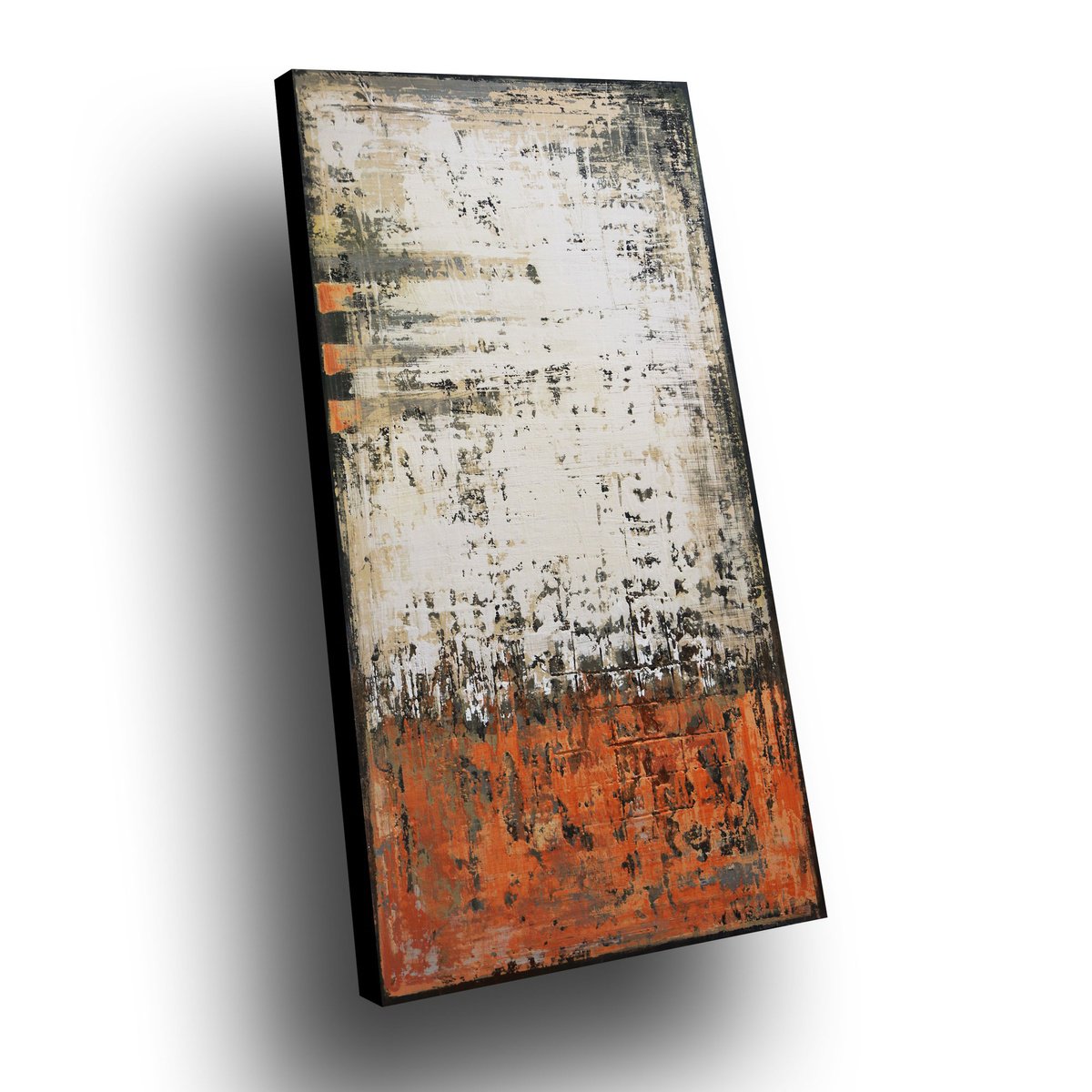 Expressive Abstract Acrylic Painting By Inez Froehlich, 24 X 47, Stormy Days, Original Artwork