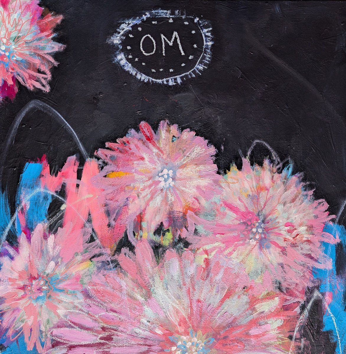 Expressive Botanical Acrylic Painting By Kerri Mccabe, 20 X 20", Om, Original Artwork