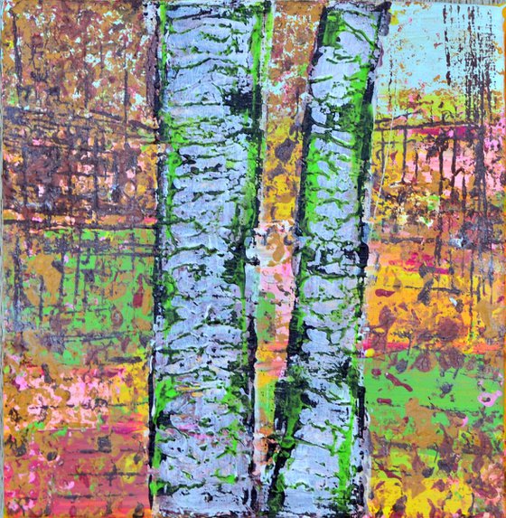 Diptych "Tree Trunks" -  Deep Edge Canvases Ready To Hang