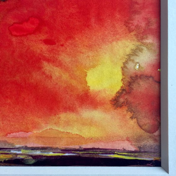 Fire In The Sky II  -  Landscape Watercolor