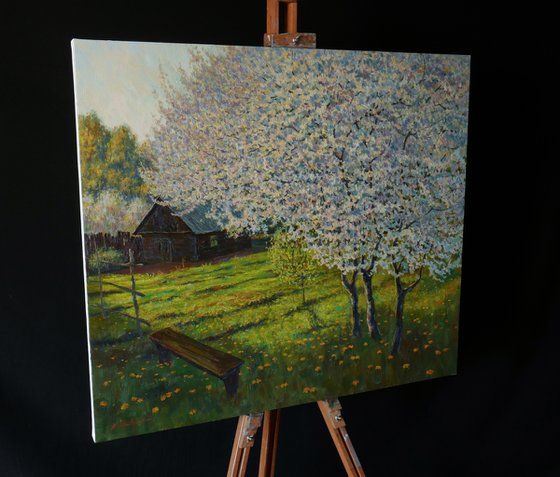 In The Blooming Garden - sunny landscape painting