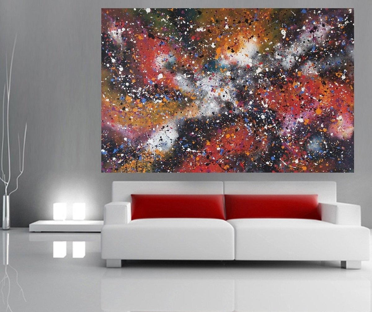 Abstract Acrylic Painting By Max Yaskin, 63 X 41", Milky Way By M.y., Original Artwork