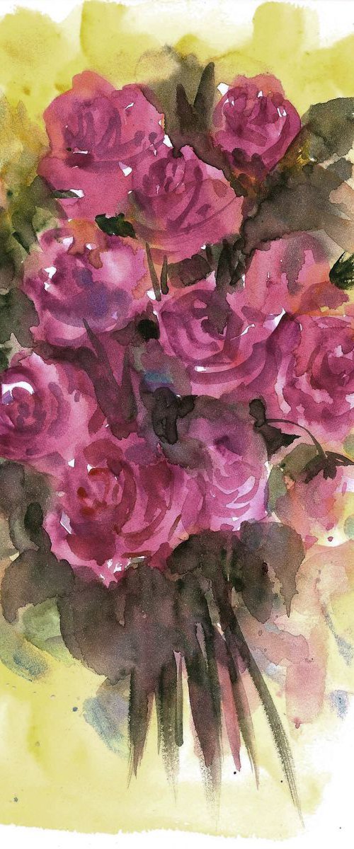 A bunch of pretty magenta roses by Asha Shenoy