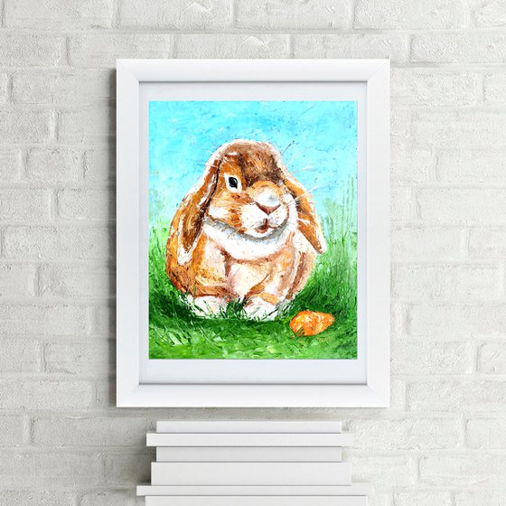 Hare Painting Original Art Rabbit Artwork Bunny Wall Art Animal