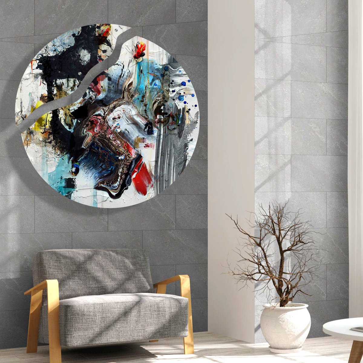 Abstract Print By Lynne Godina-Orme, 49 X 49", Disturb The Peace- Diptych, Original Artwork