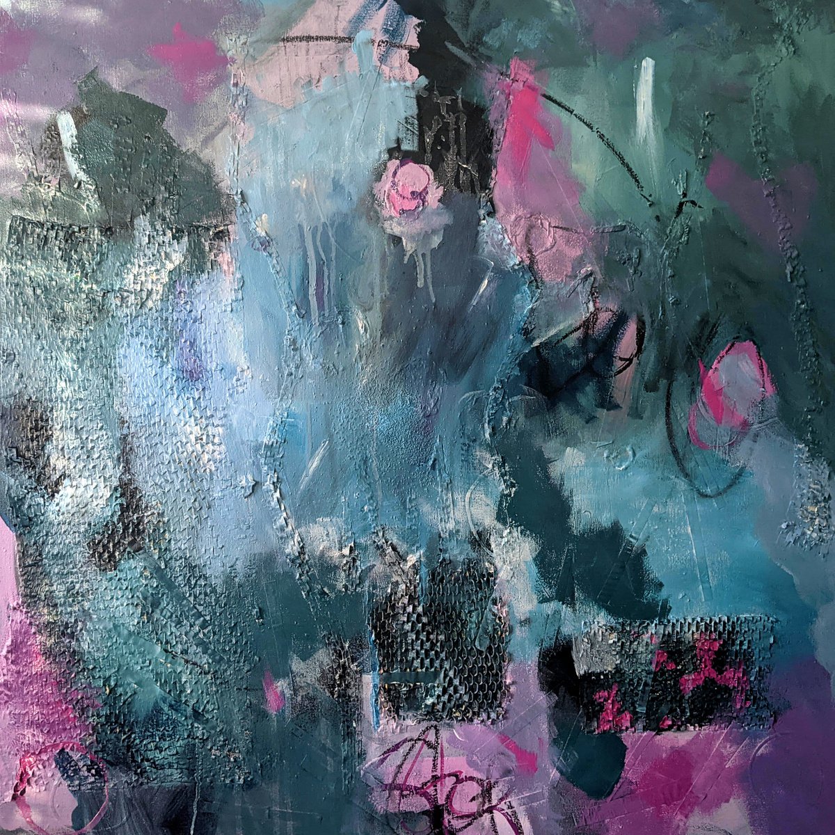 Abstract Painting By Shelli Finch, 30 X 30", Stop The Madness, Original Artwork