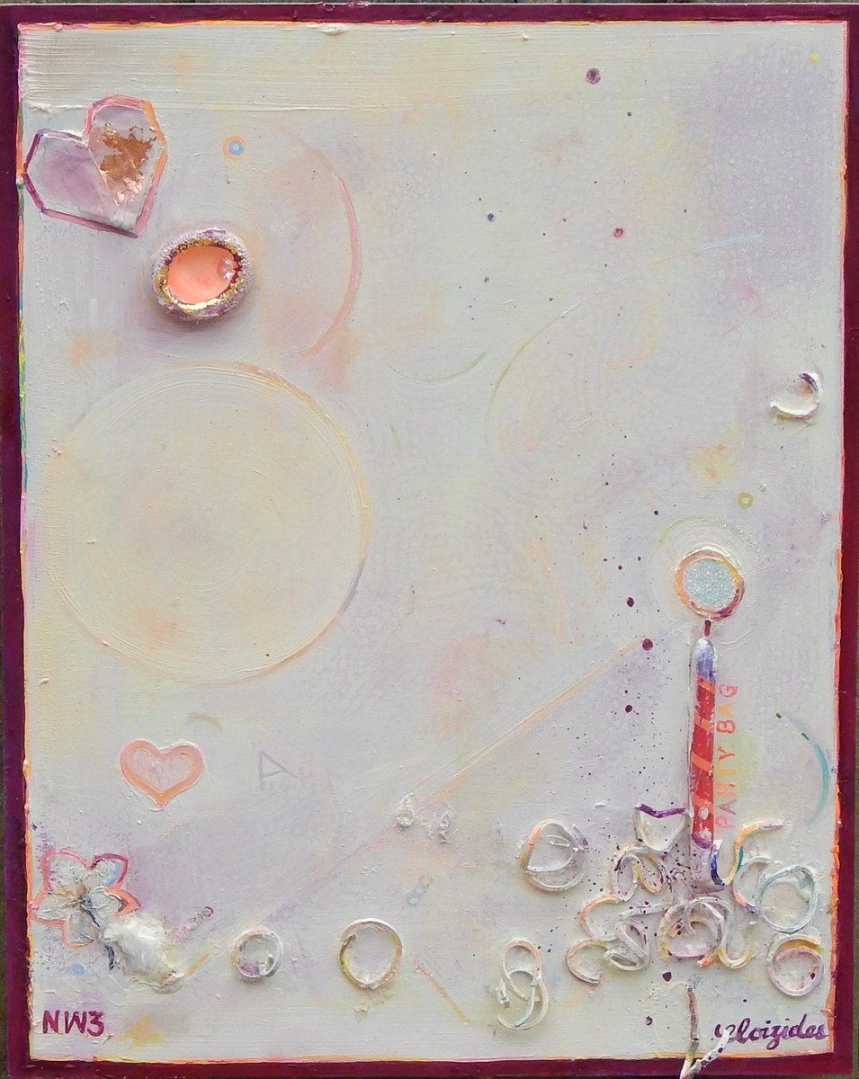 Urban And Pop Abstract Painting By Emma Loizides, 8 X 10, Party Bag, Original Artwork