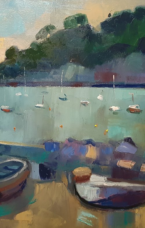 Boats and Rocks in the Bay at Calella by Andre Pallat