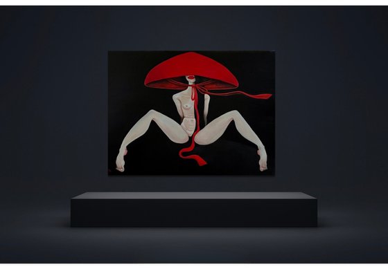 Nude in a red hat