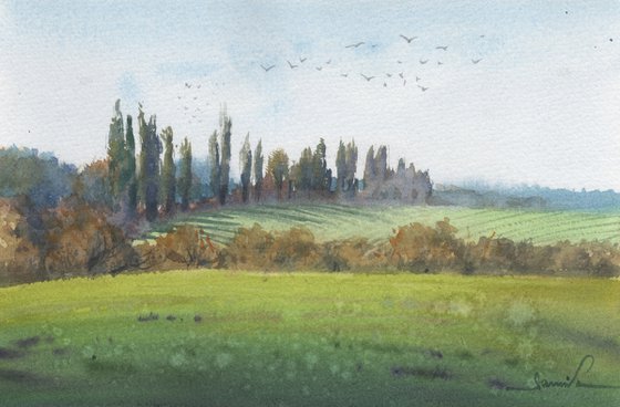 Landscape painting watercolor