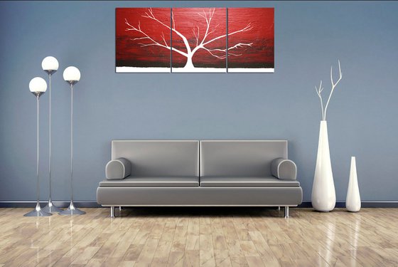 red artwork tree