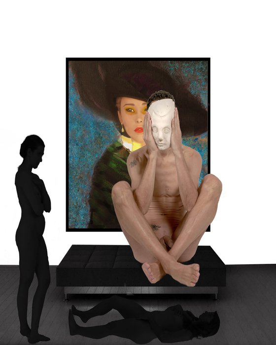 Interior scene with nude
