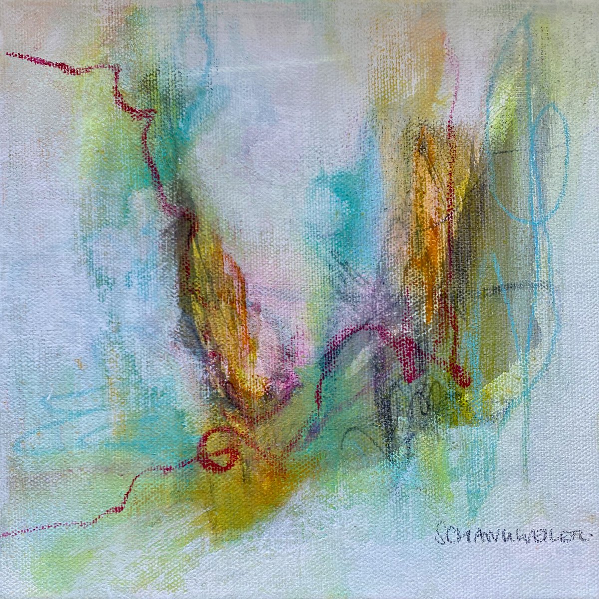 Infinite Confidence #1 I colorful & abstract painting I square by Kirsten Schankweiler