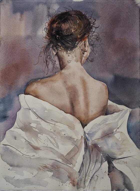 Woman in white - original watercolor
