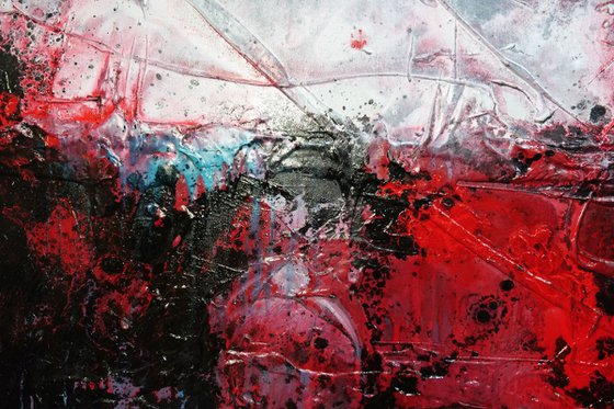 Lavish 160cm x 100cm Red Grey Textured Abstract Art