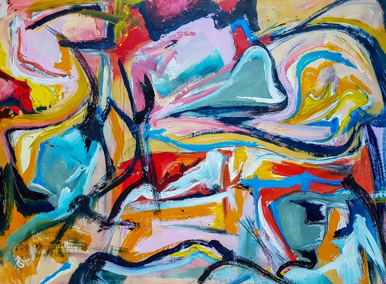 Luebo (XXL) - Abstract Painting (W)140x(H)106 cm.