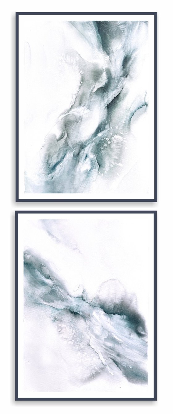 Pink abstract painting Diptych