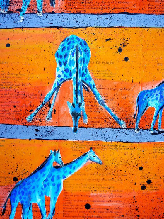 Giraffe Walk - (Large) - READY TO HANG -  HOME - Gift