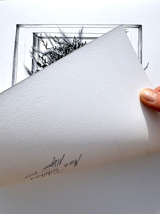 CHRISTMAS WREATH WITH A RED RIBBON