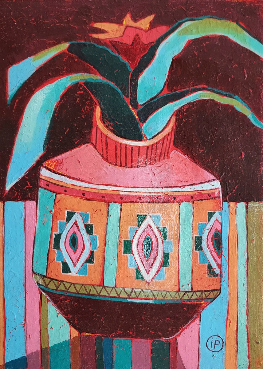 Impressionistic Botanical Acrylic Painting By Irina Plaksina, 8 X 11, Morning, Original Artwork