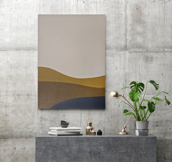 "Hills 2" Textured abstract brown navy art