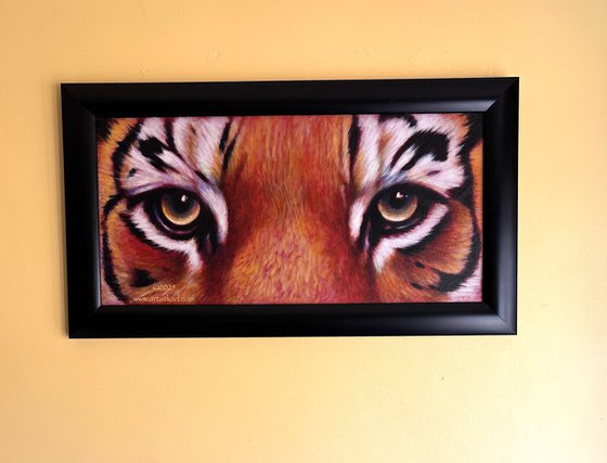 Large Tiger Eyes Framed