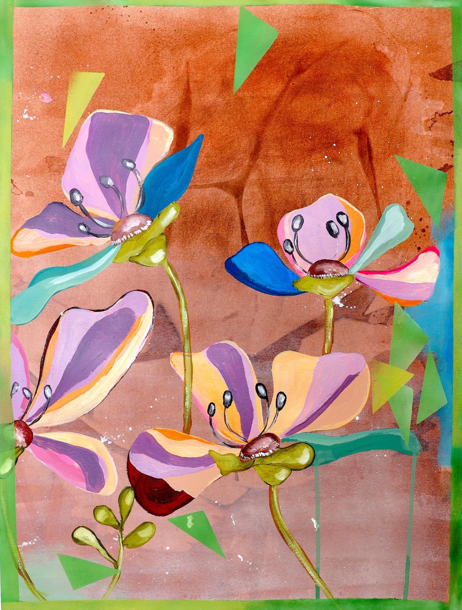 Impressionistic Botanical Acrylic Painting By Poovi Art, 19 X 24", Utopia, Original Artwork