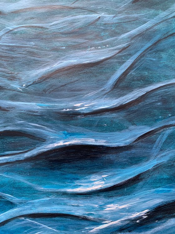 Water Seascape Painting for Home Decor, Blue Impressions Wall Art Decor, Artfinder Gift Ideas