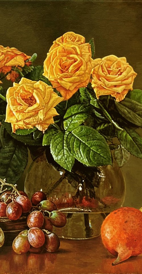 Yellow Rose Flowers by K Shaji