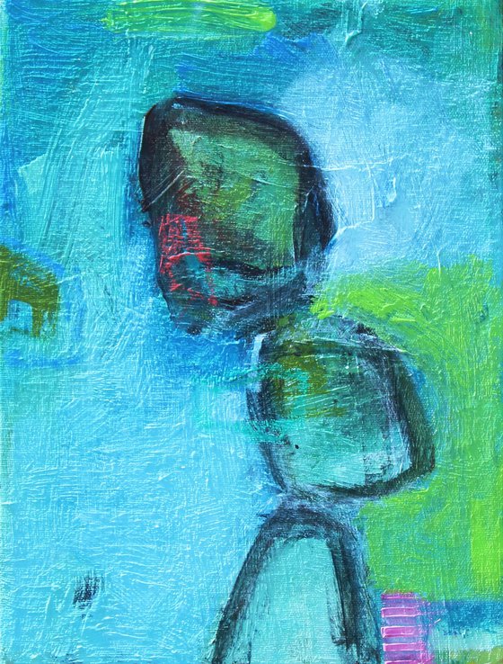 Painting Set of Three: Trio in Turquoise Blue