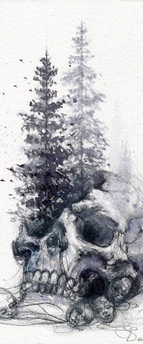 Skull and trees by Doriana Popa