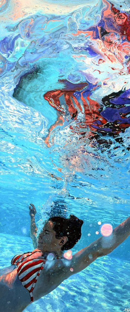At One with Water - Swimming/ Water painting by Abi Whitlock
