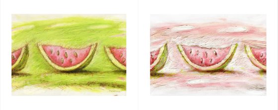 Watermelons On Green and Pink