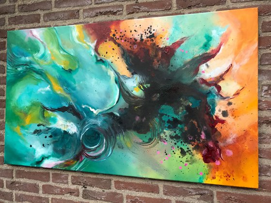 " Coming out of the dark " ?/ XXL Large abstract painting / 70x120cm (28x48")