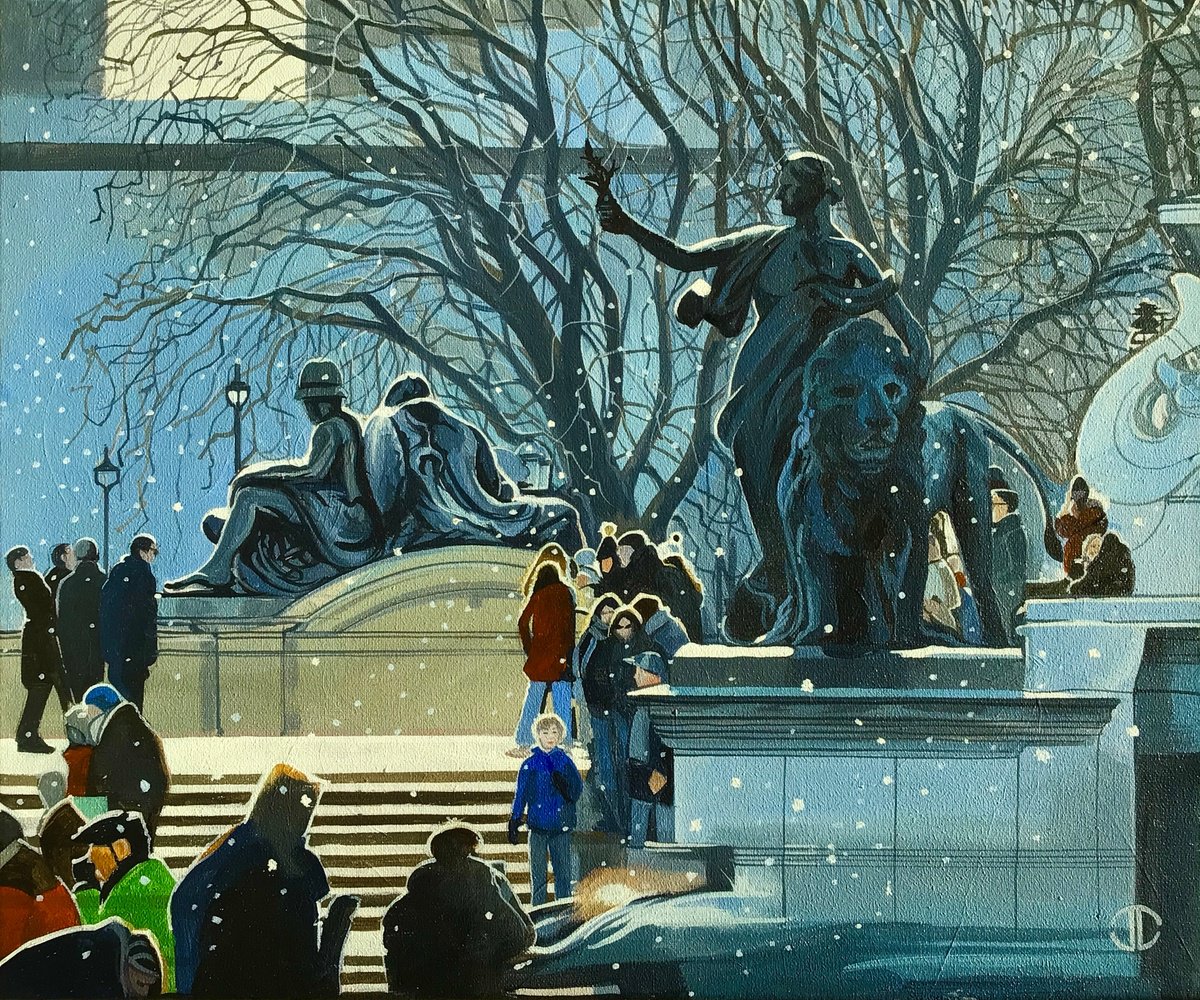  Snow Flurries On The Mall By Joseph Lynch, 24 X 20, Artwork For Sale On Artfinder