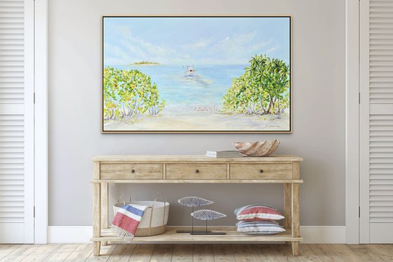 OCEAN VACATION. Seascape Painting of Tropical Beach