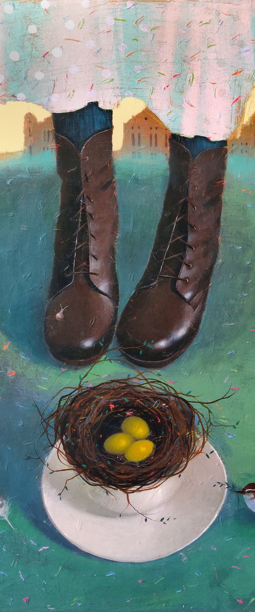 Spring's Footsteps - framed and ready to hang by Ayna Paisley