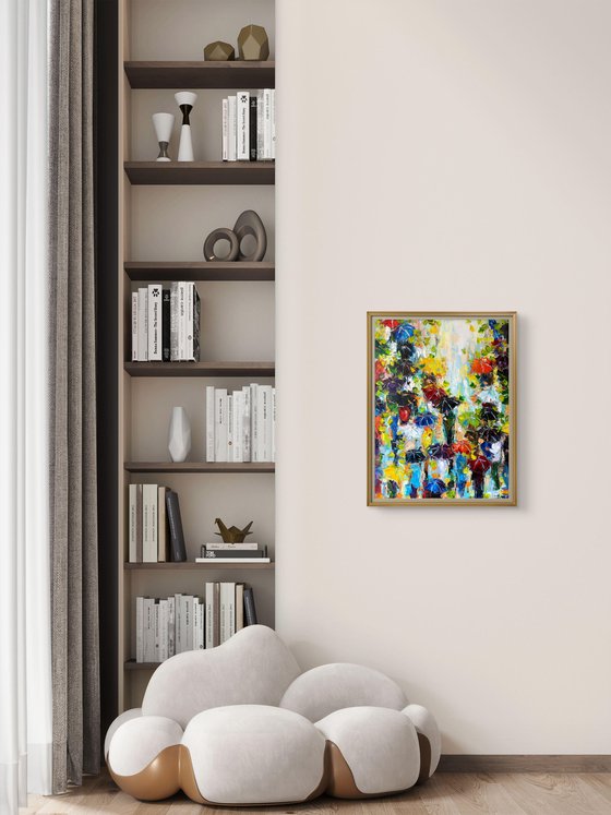 Spring umbrellas. Color mood