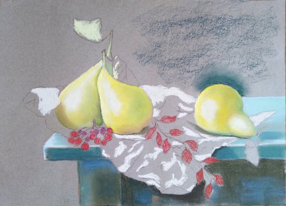 Pears are on the table